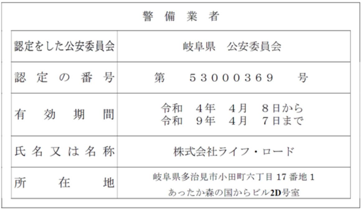 警備業認定